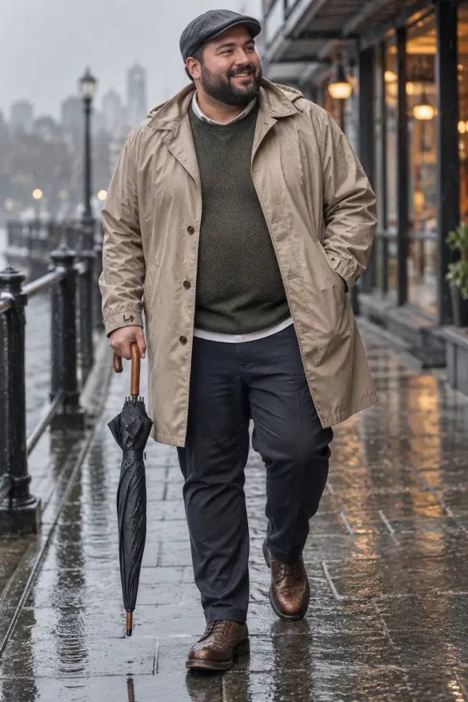 Beige Trench and Olive Knit