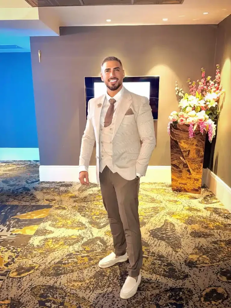 Beige and Brown Three-Piece Suit