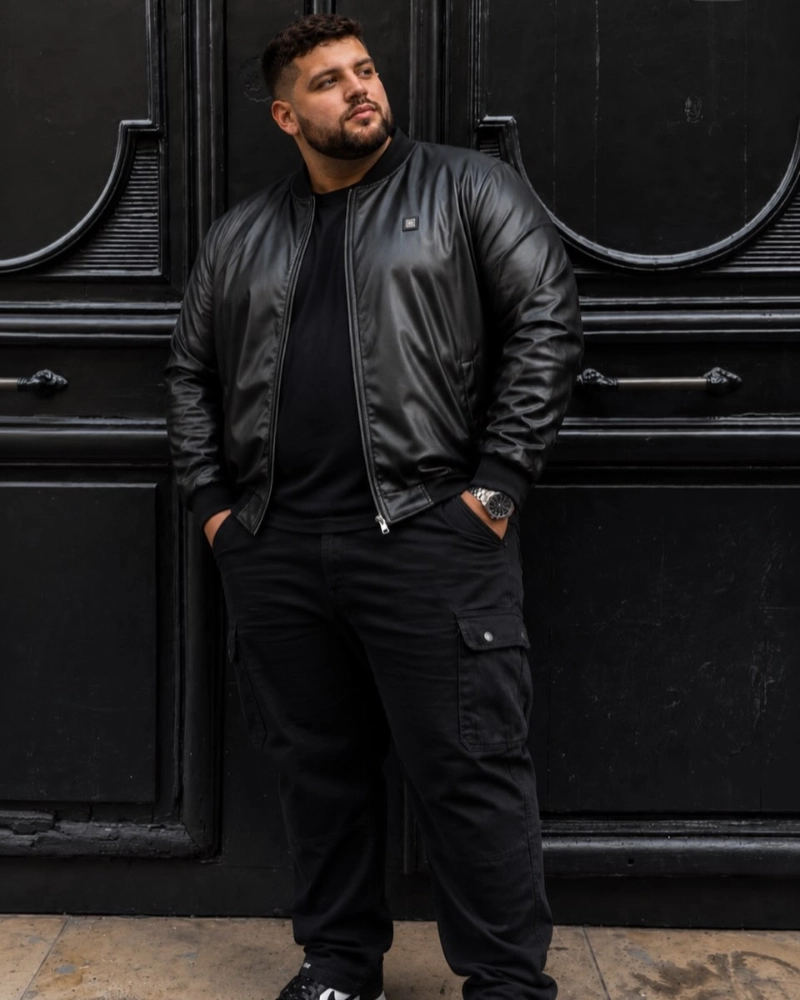  Black Bomber Jacket With Cargo Pants
