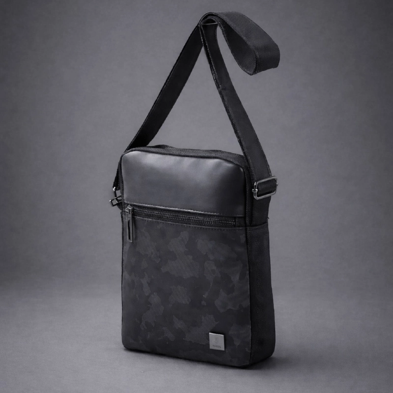 Black Camouflage Messenger Crossbody Bag