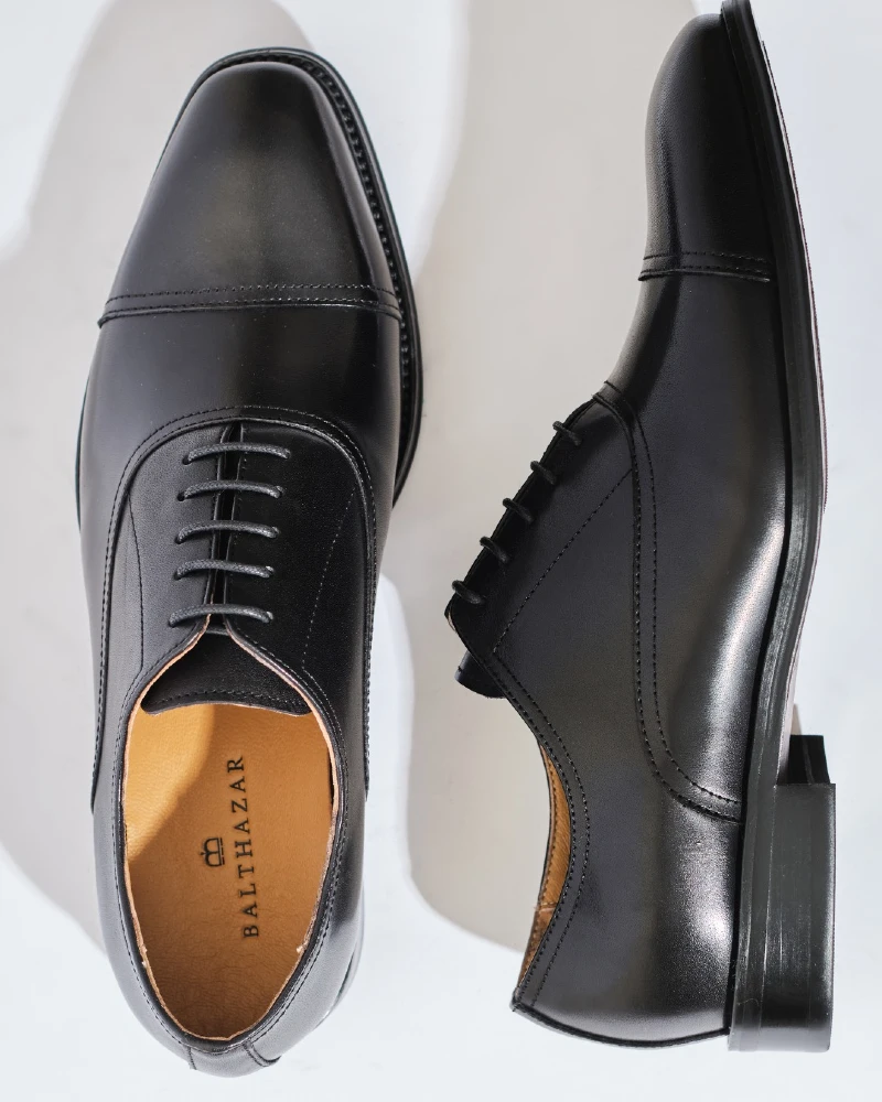 Black Cap-Toe Oxford Dress Shoes