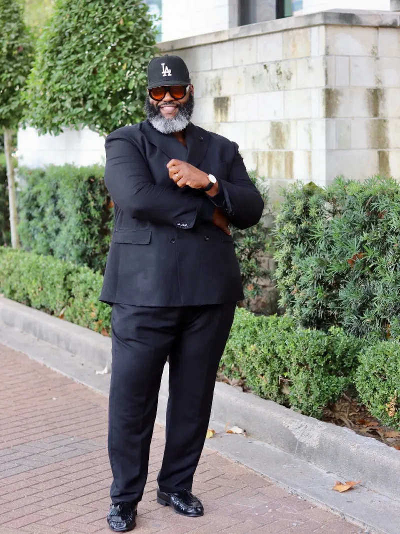 Black Double-Breasted Suit, Black Shirt