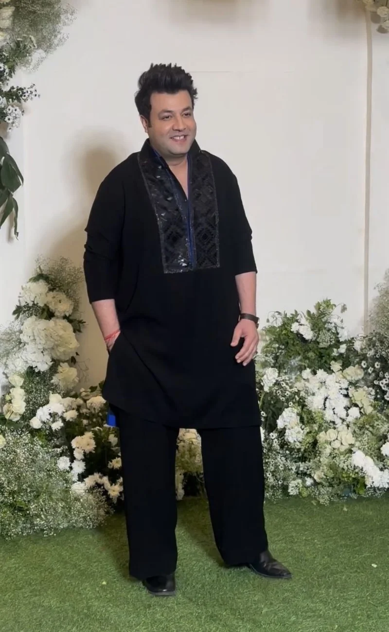 Black Embroidered Kurta with Wide-Leg Pajamas