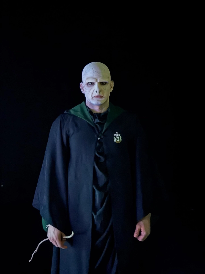 Black Hooded Robe, Green-Lined Collar