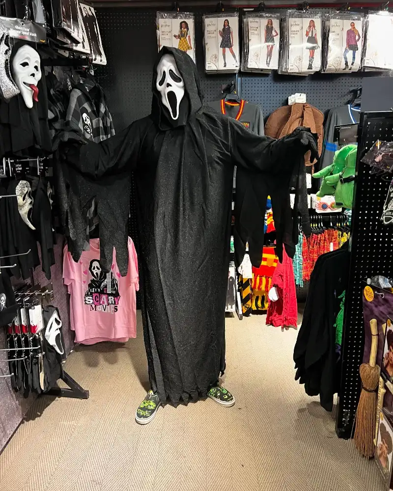 Black Hooded Robe, White Horror Mask