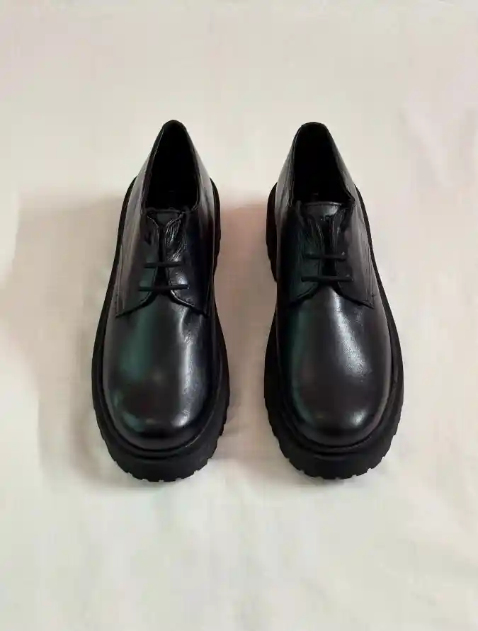 Black Lace-Up Derby Shoes