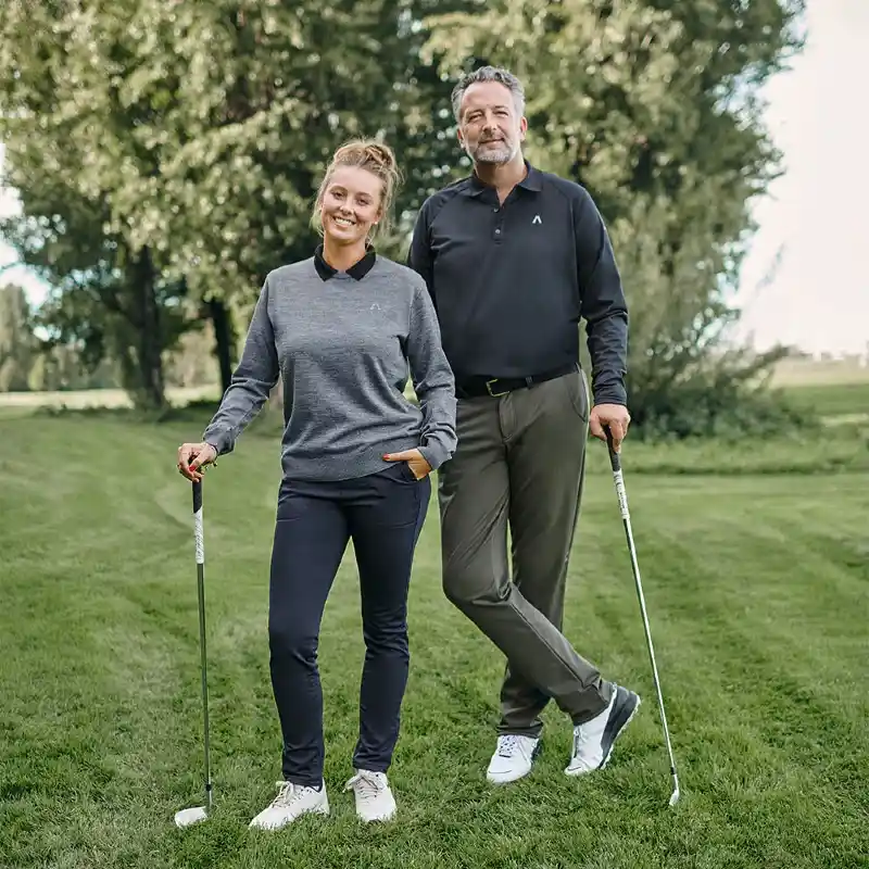 Black Long Sleeve Polo and Olive Pants