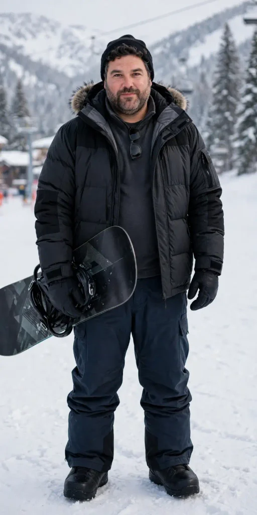 Black Puffer Coat with Textured Hood
