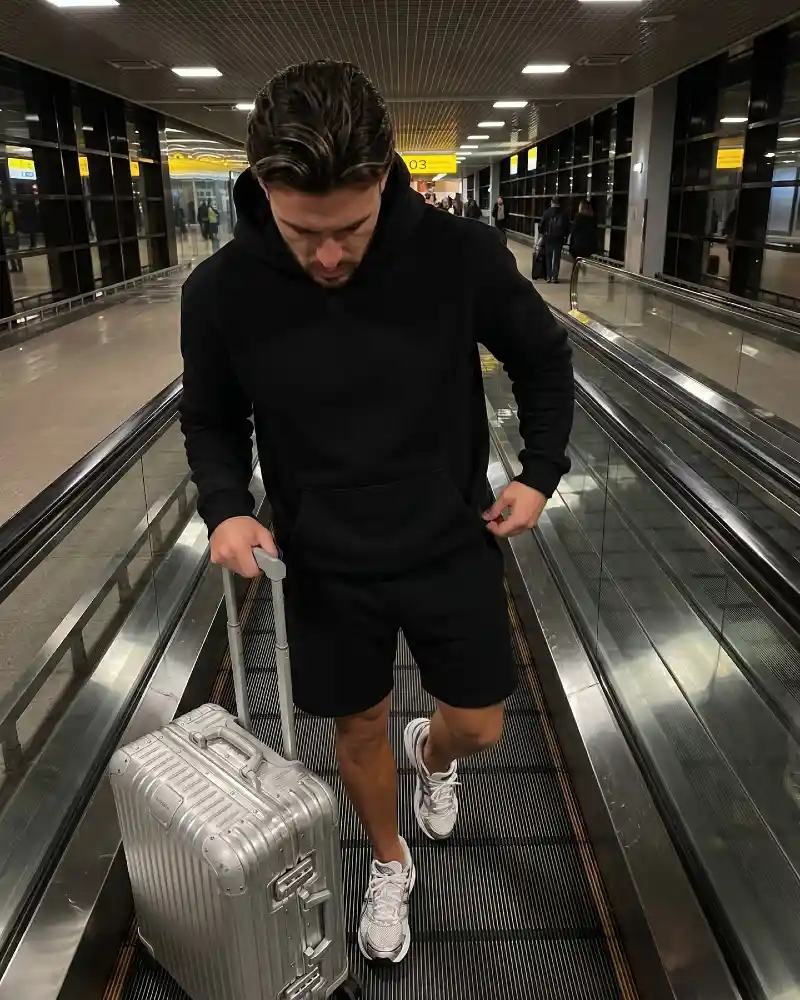 Black Pullover Hoodie and Shorts