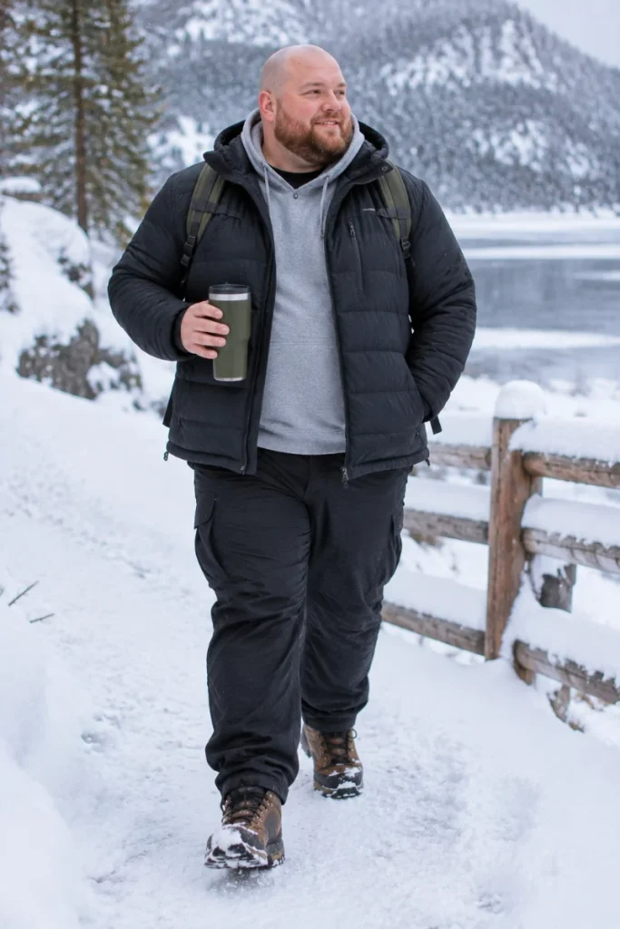 Black Quilted Jacket and Grey Hoodie Blend