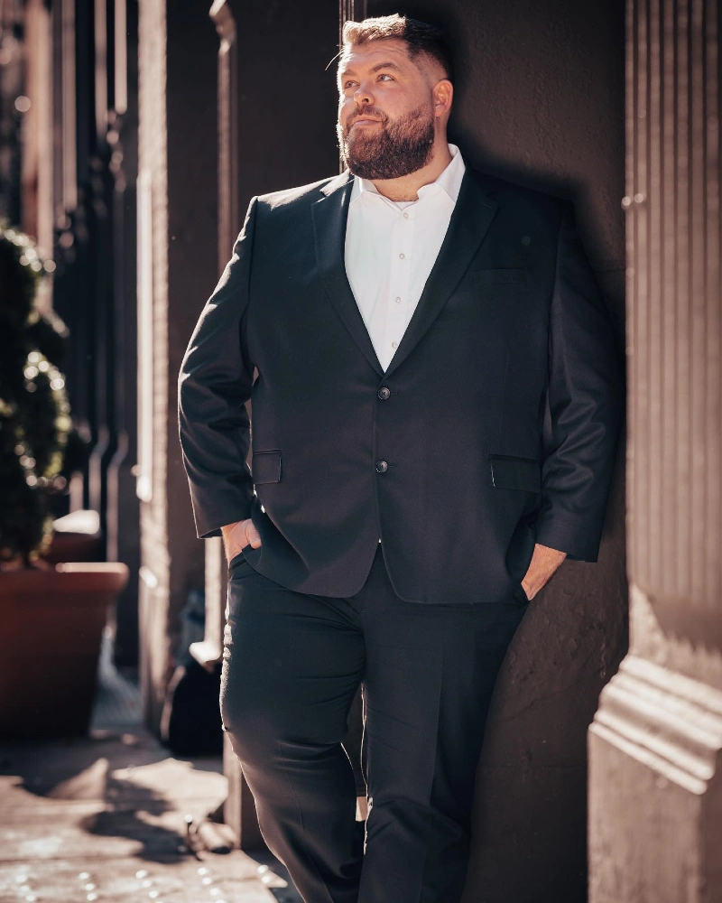Black Suit Jacket, White Dress Shirt and Black Trousers