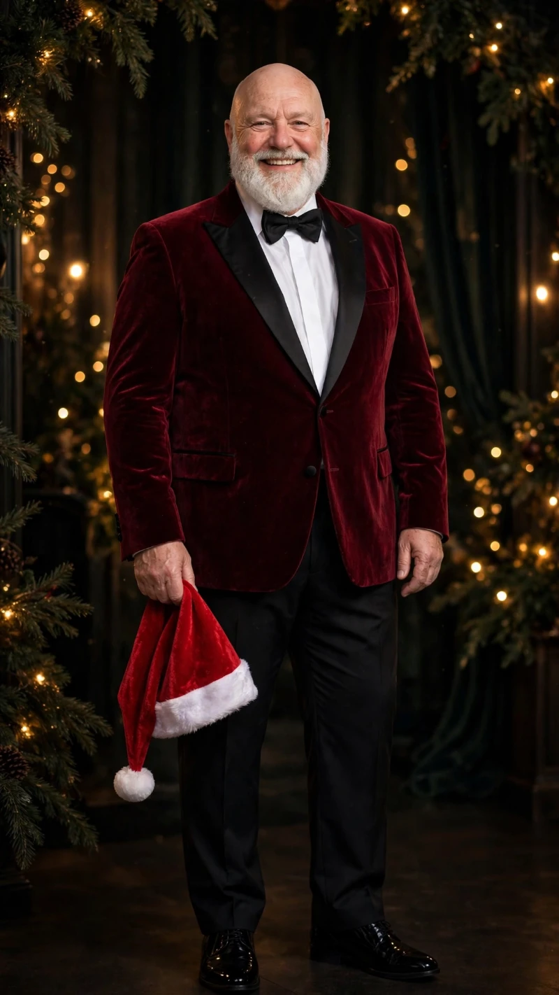 Black-Tie Velvet Tuxedo Santa