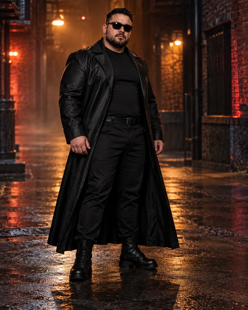 Black Trench Coat Action Hero Costume