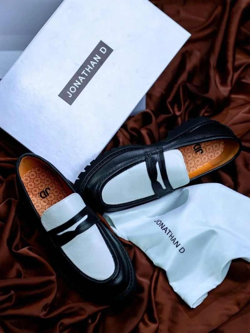 Black and White Penny Loafers