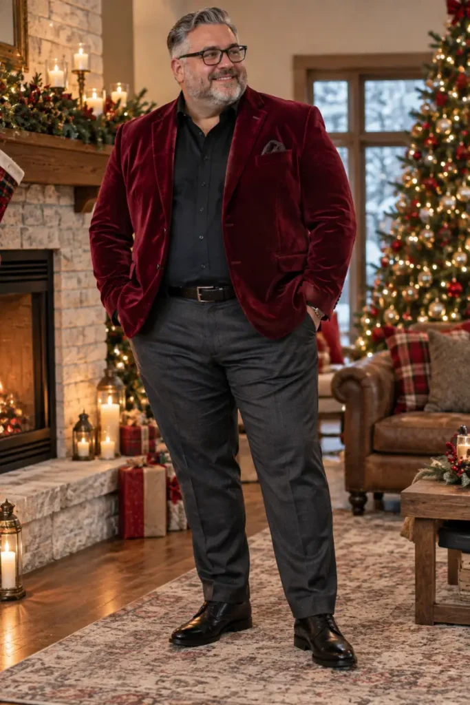Bold Crimson Velvet And Dark Charcoal