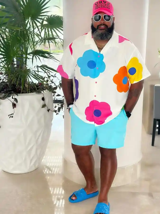 Bold Floral Button-Down and Bright Shorts