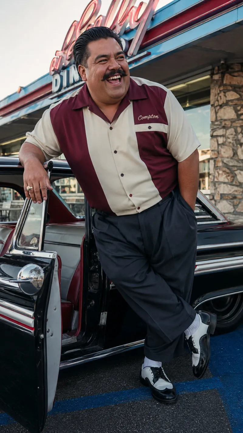 Bowling Shirt and Pleated Trousers