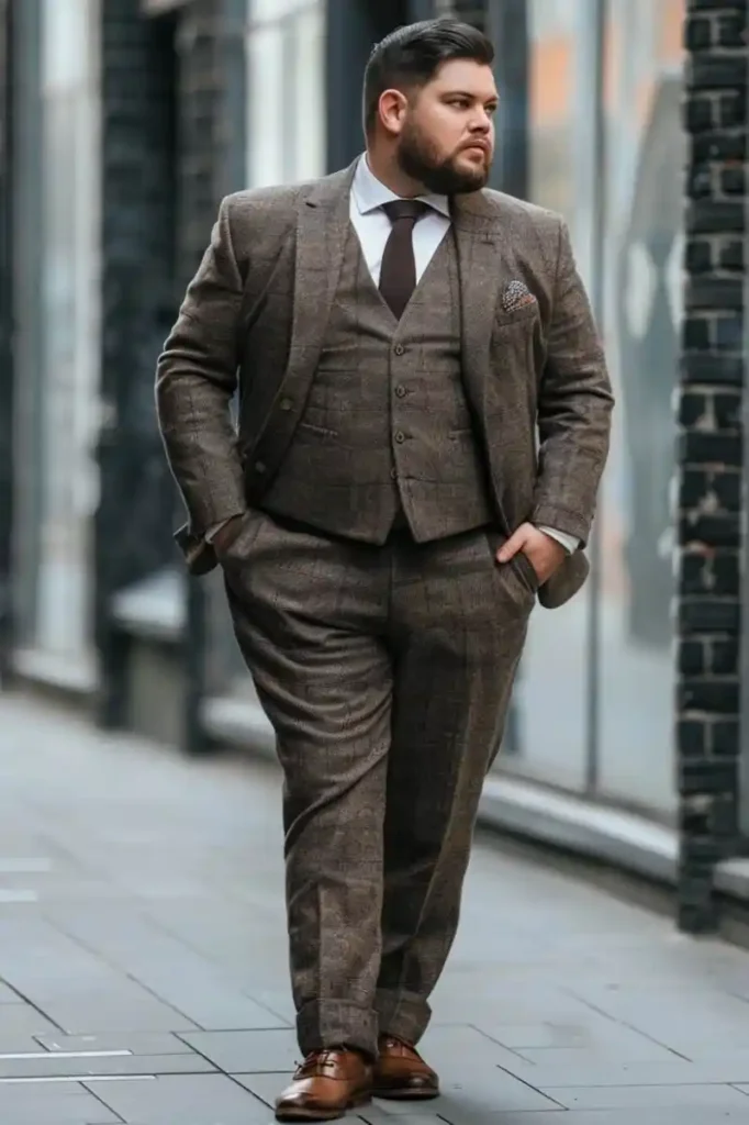 Brown Checked Three-Piece Suit