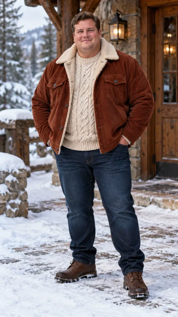 Brown Corduroy Jacket and Cable Knit Sweater