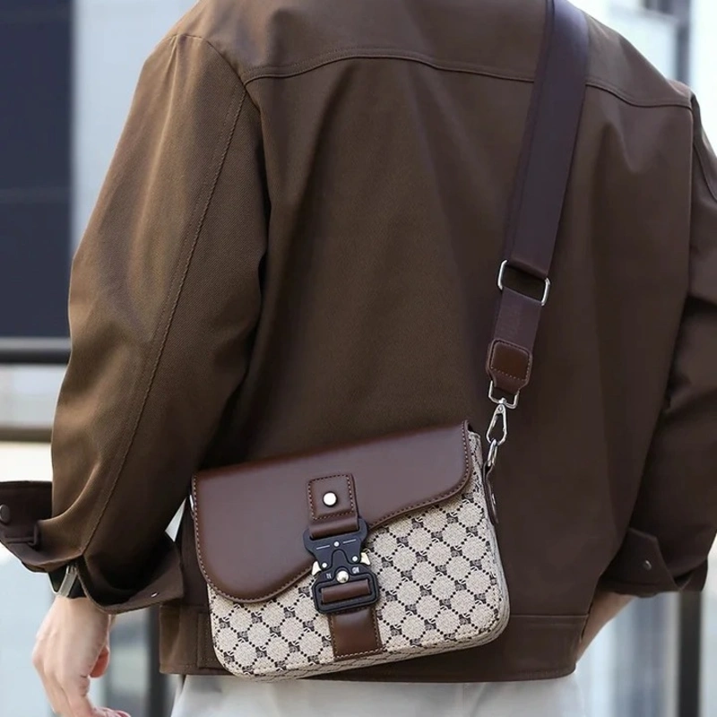 Brown Leather Messenger Crossbody Bag