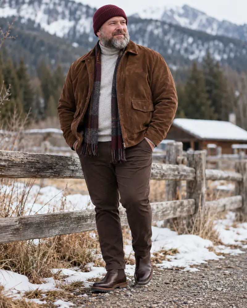 Burgundy Beanie and Textured Grey Beard