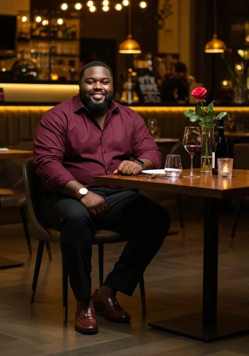 Burgundy Button-Down With Black Trousers and Brown Loafers