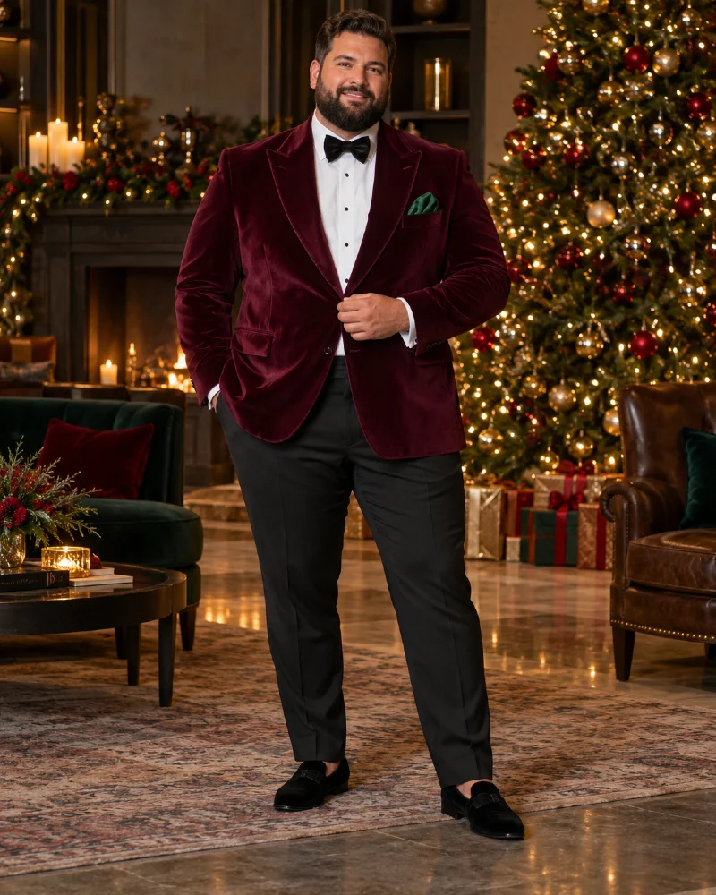 Burgundy Velvet Blazer With Black Dress Pants