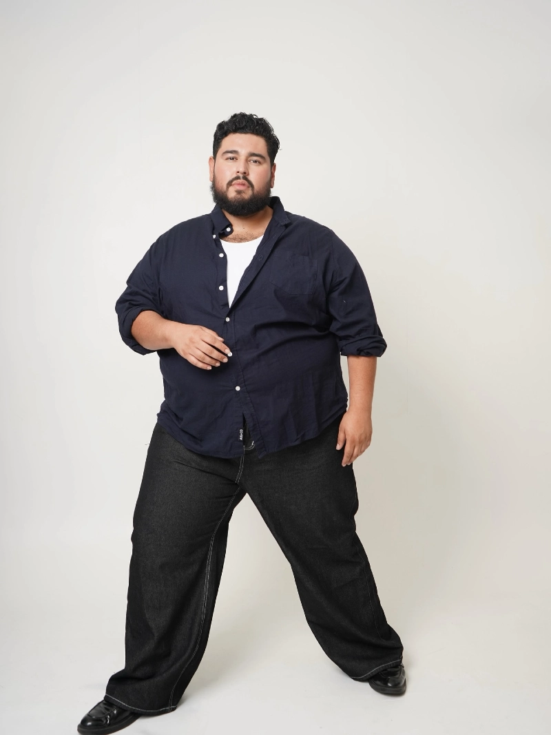 Button-Down Shirt, T-Shirt, and Loose-Fit Jeans
