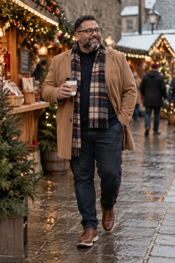 Camel Coats and Navy Cable Knits