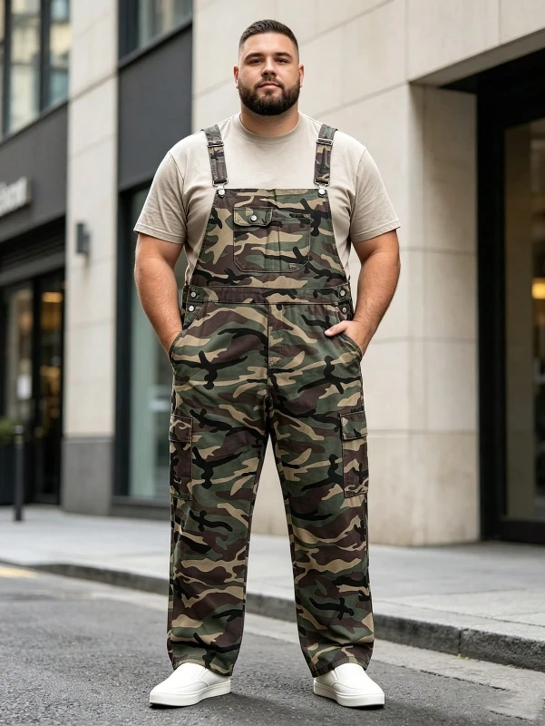 Camouflage Overalls and Tan T-Shirt