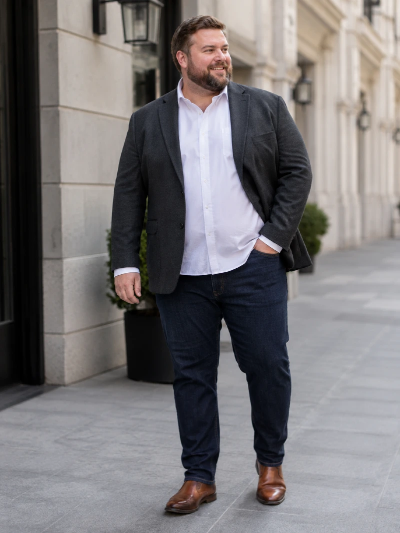 Charcoal Blazer & White Dress Shirt