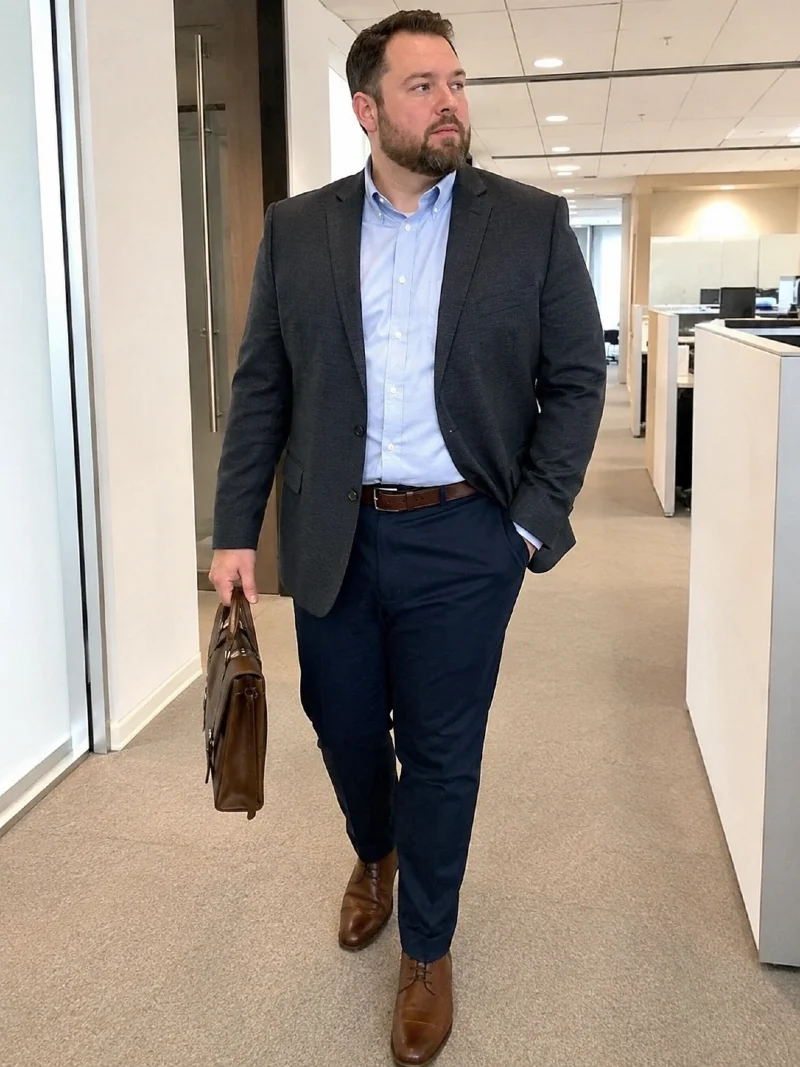 Charcoal Blazer and Light Blue Shirt
