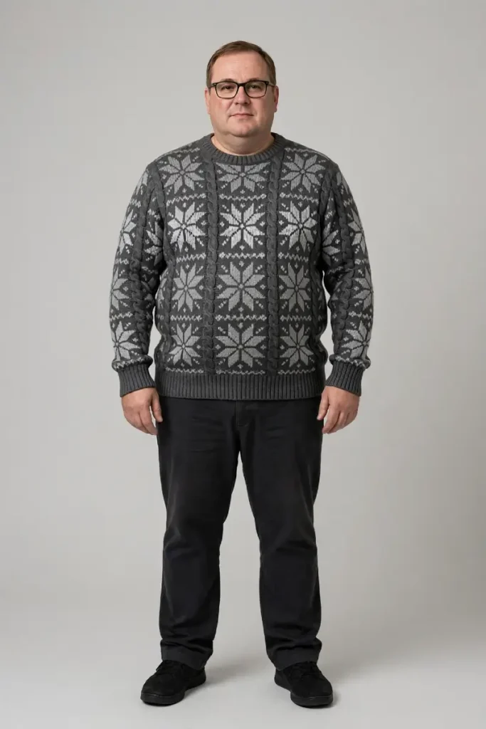Charcoal Monochromatic Snowflake Cable Knit