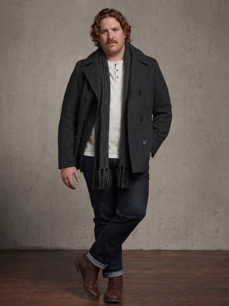 Charcoal Peacoat and Henley