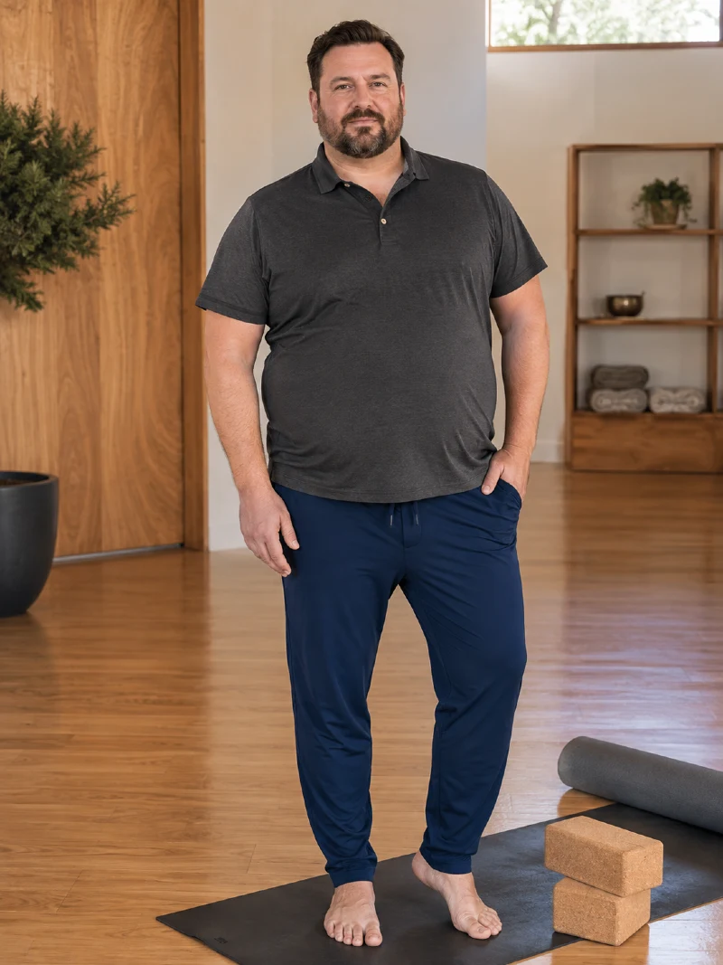 Charcoal Polo Shirt and Navy Blue Joggers