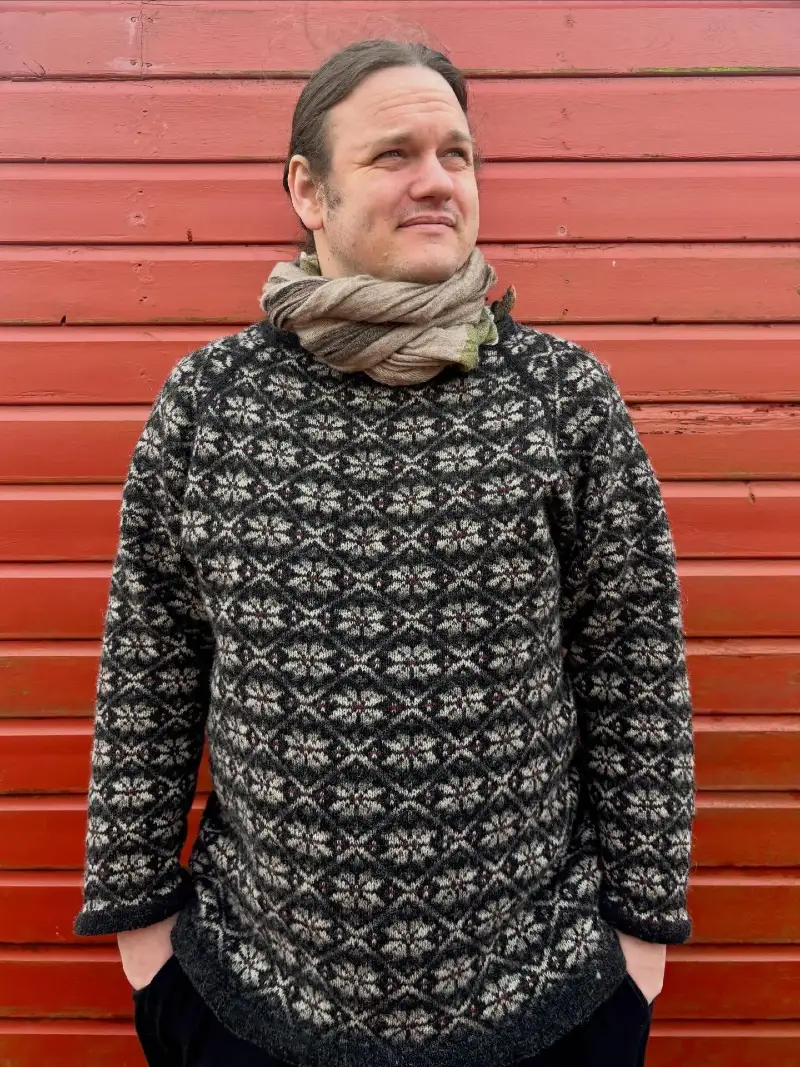 Charcoal and Tan Fair Isle Crewneck