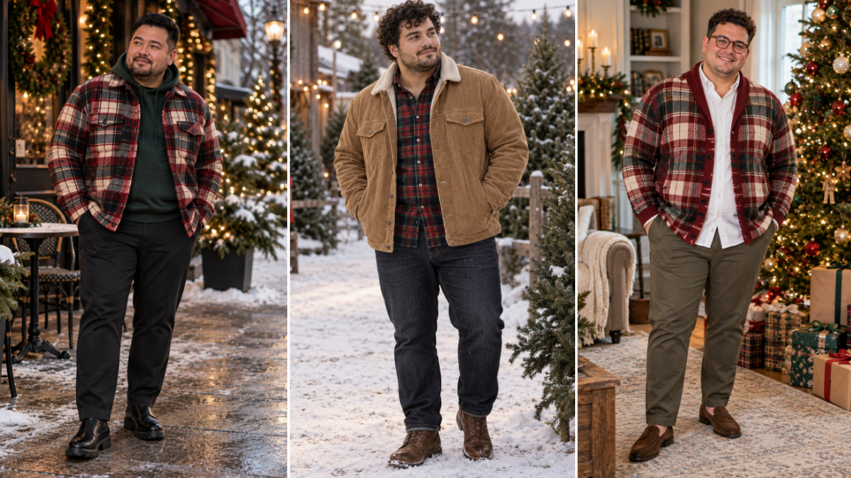 Christmas Plaid Outfits for Plus Size Men That Use Pattern the Right Way
