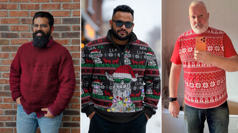 Christmas Sweater Outfits for Plus Size Men That Skim Instead of Cling