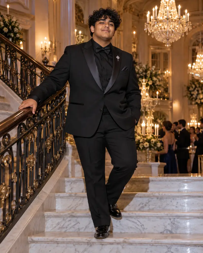 Classic Black Tuxedo With Satin Lapels For Grand Receptions