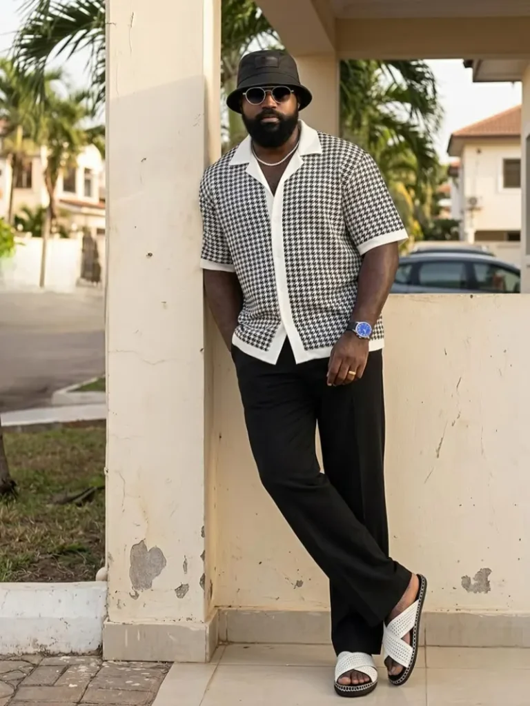 Classic Hounds tooth Knit and Tailored Black Trousers