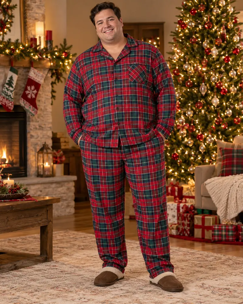 Classic Plaid Pajamas With Room Through the Middle