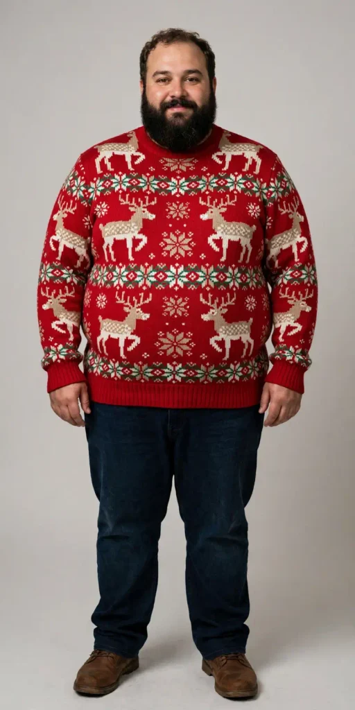 Classic Reindeer Knit Red Pattern