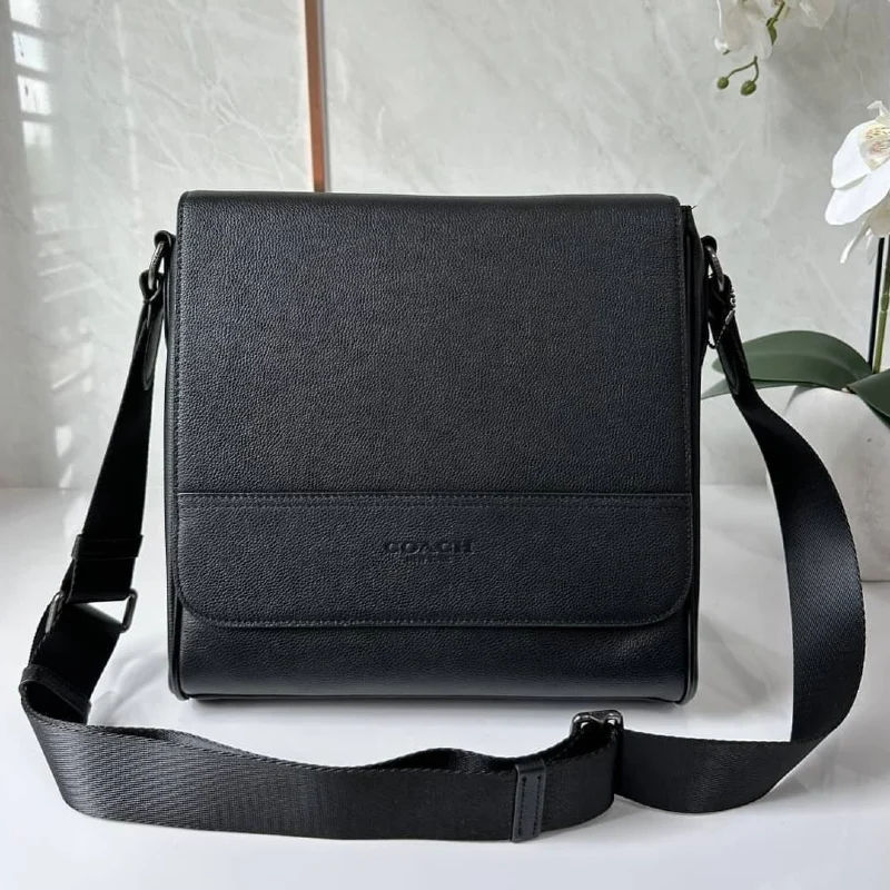Coach Black Leather Messenger Crossbody Bag