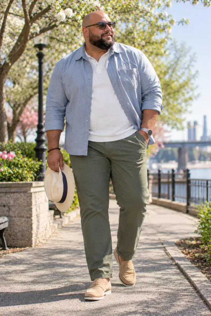 Coastal Chambray and Olive Chinos