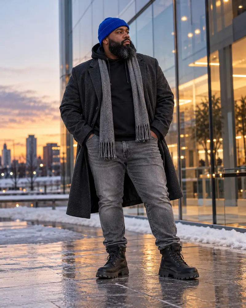 Cobalt Blue Beanie and Full Natural Beard
