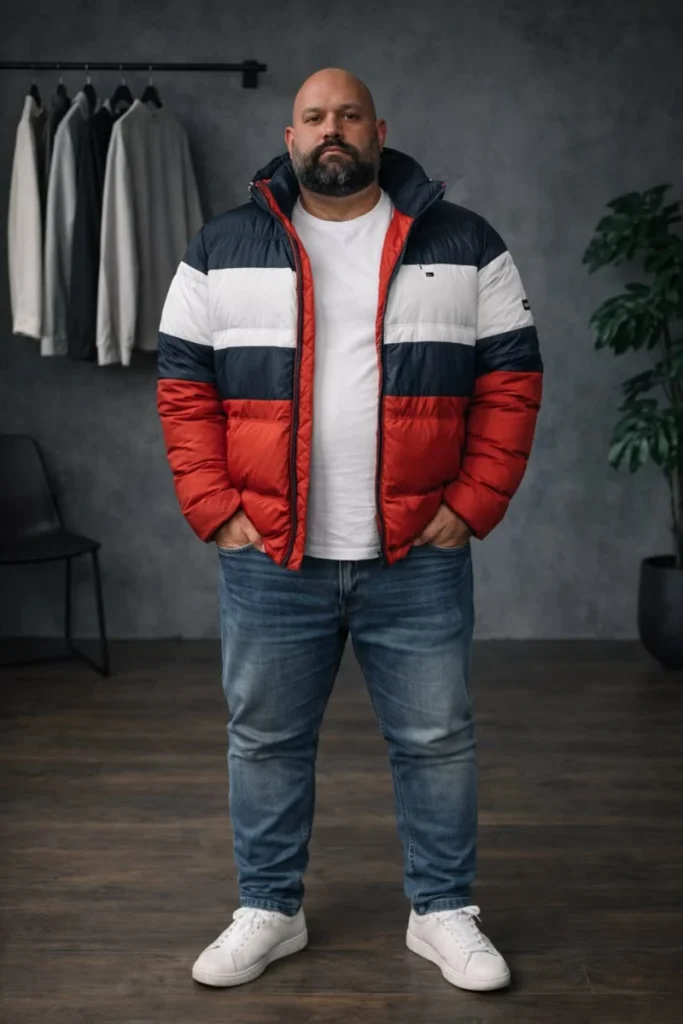 Color Blocked Puffer and Crisp Denim Base