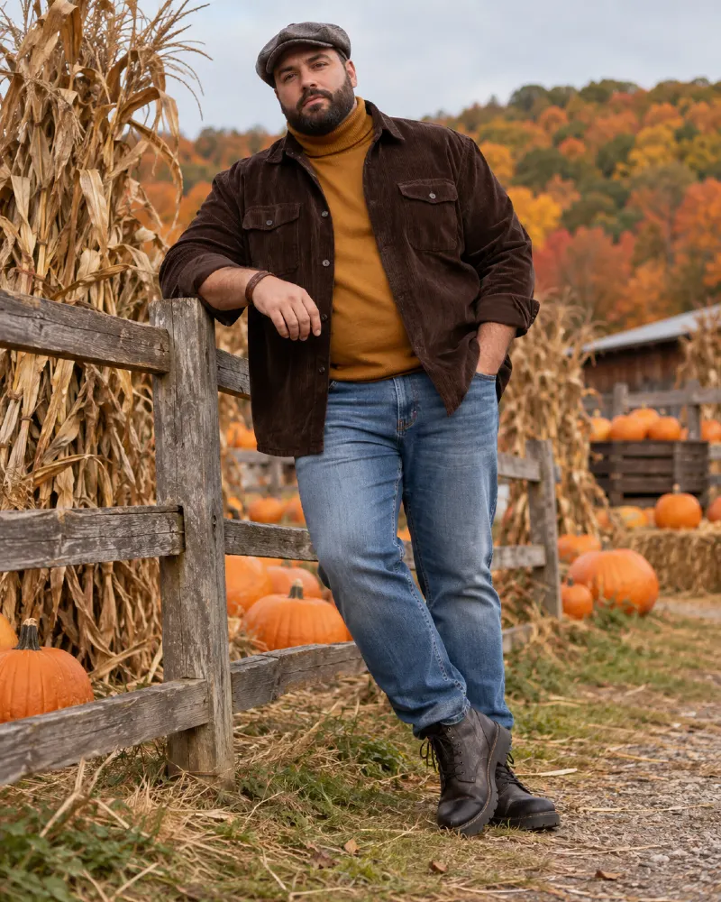 Corduroy Overshirt and Turtleneck