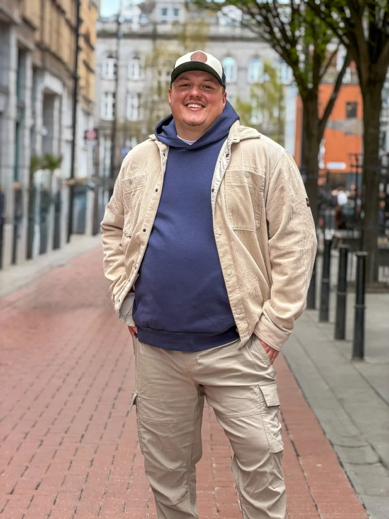 Corduroy Shacket, Hoodie, and Cargo Pants