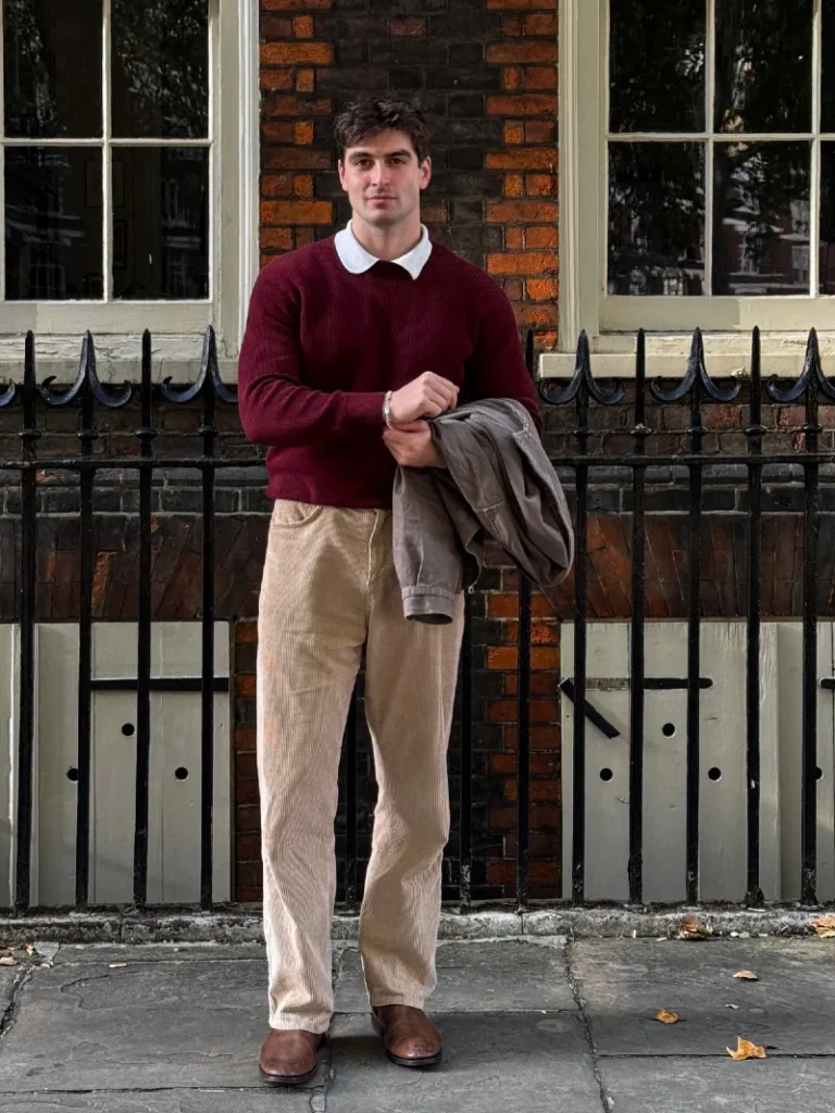 Corduroy Trousers and Knit Sweater