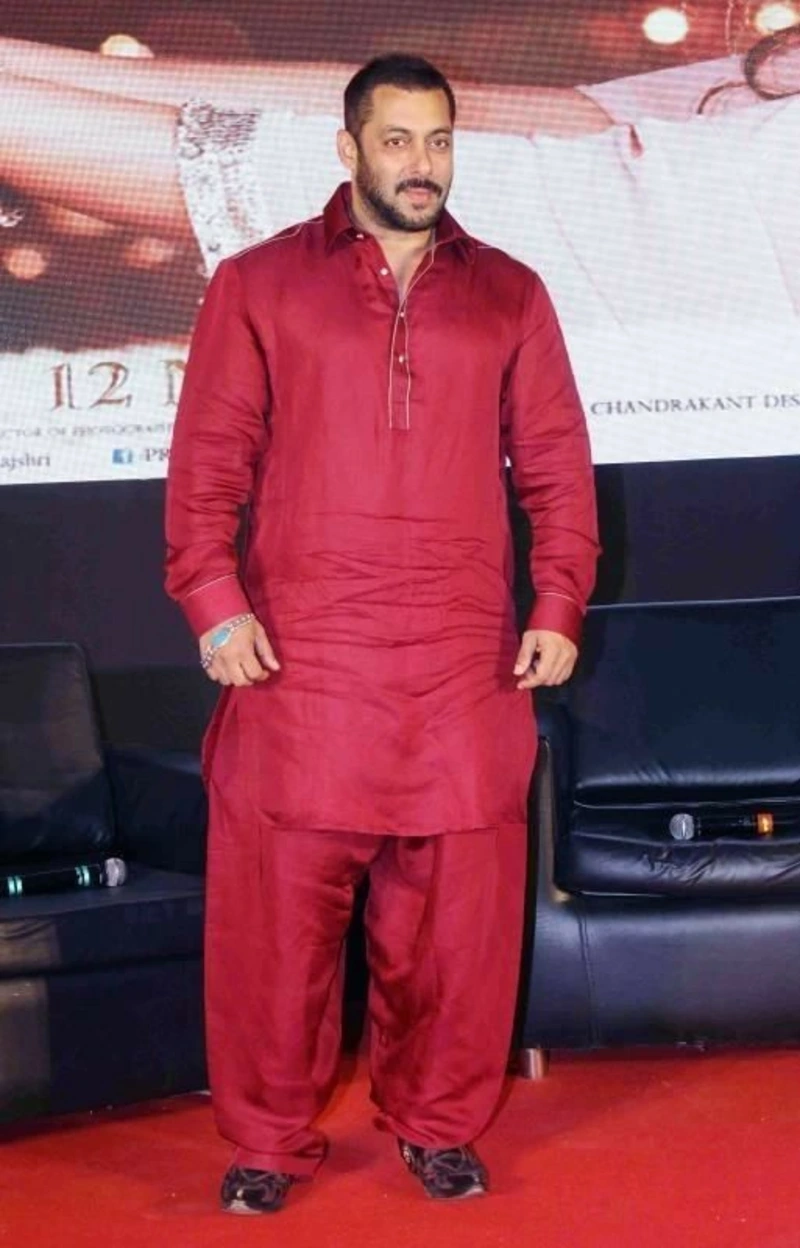 Crimson Red Pathani Kurta with Matching Shalwar